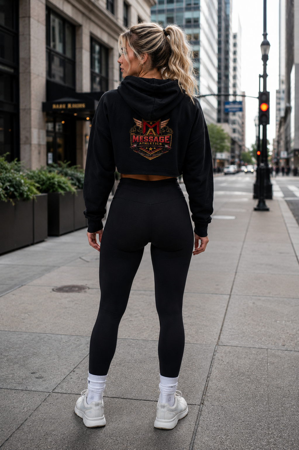 Message Athletics Womens Cropped Performance Hoodie